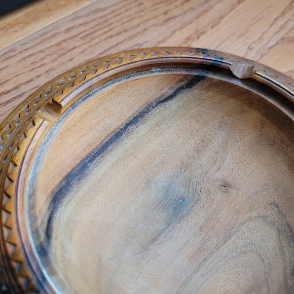 Ornate Wood Carve Trinket Tray Ashtray Home Decor - Picture 3 of 7